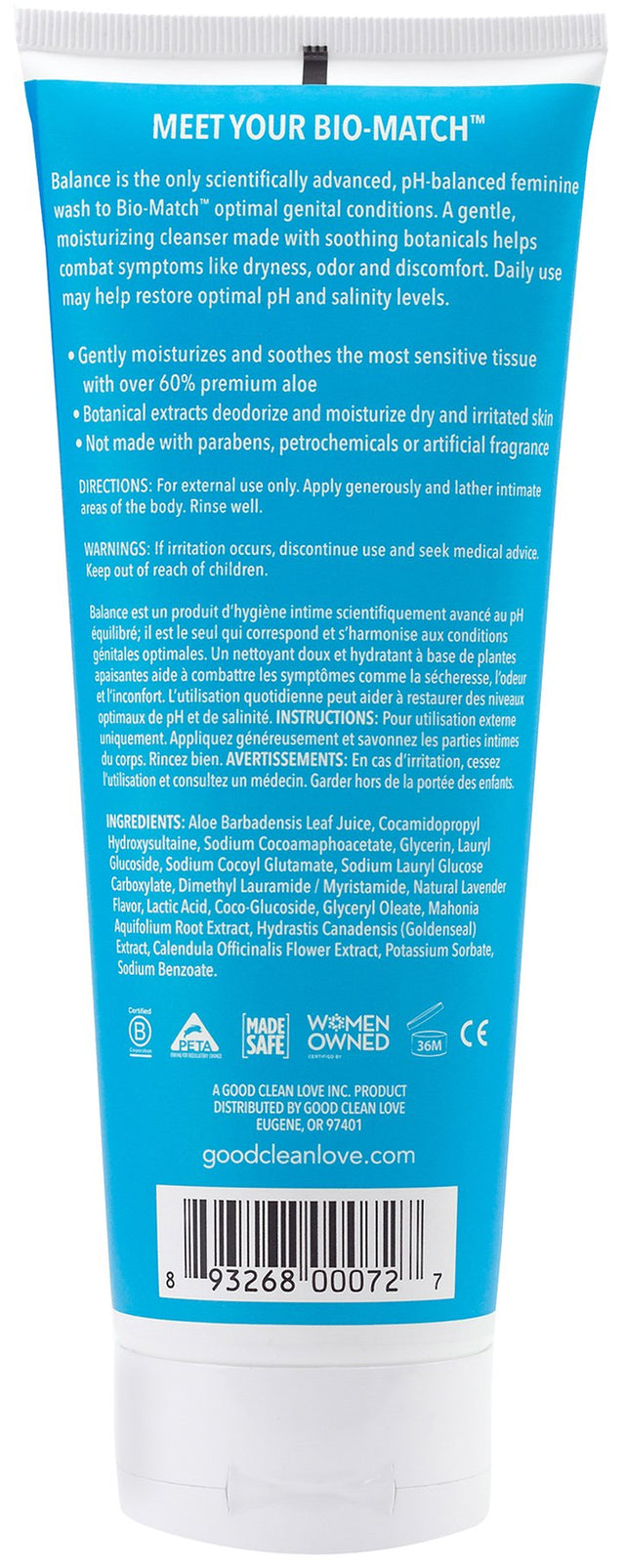 Good Clean Love: Balance Moisturizing Feminine Wash 8 Oz