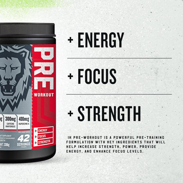 Pre Workout for Men and Women, Pre Workout Powder with Amino Acids for Energy Boost, Men and Women Pre Workout Powder with L Citrulline Malate (42 Servings) (Sour Green Apple)