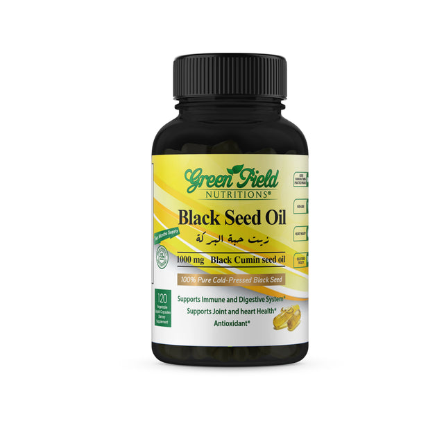 Greenfield Nutritions - Halal Black Seed Oil -1000Mg - Liquid Veggies Capsules - 120 Capsules