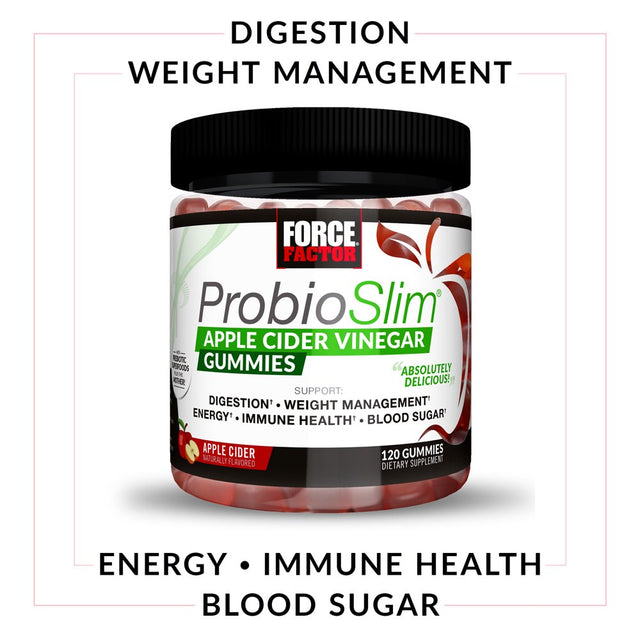 Force Factor Probioslim Apple Cider Vinegar Gummies, ACV Supplement for Weight Loss, 120 Gummies