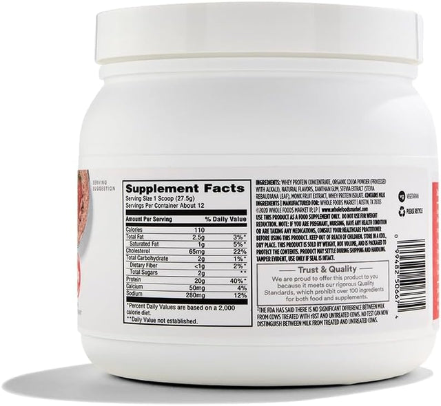 365 by Whole Foods Market, Protein Whey Grassfed Chocolate, 11.6 Ounce