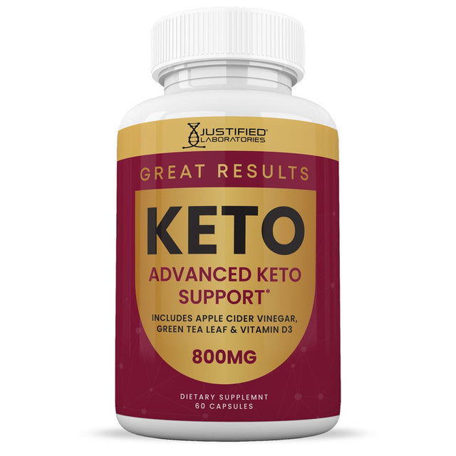 Justified Laboratories Great Results Keto ACV Pills 1275Mg Dietary Supplement 60 Capsules