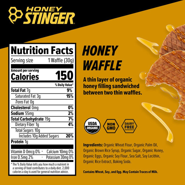 Honey Stinger Organic Healthy Snack Waffle, Honey, 1.06 Oz