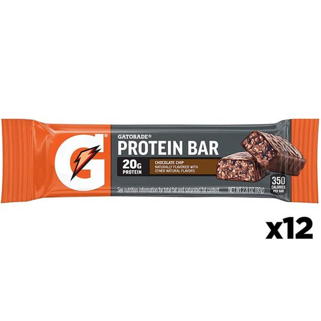 Gatorade Whey Protein Recover Bars Chocolate Chip 2.8Oz (12 Pack)