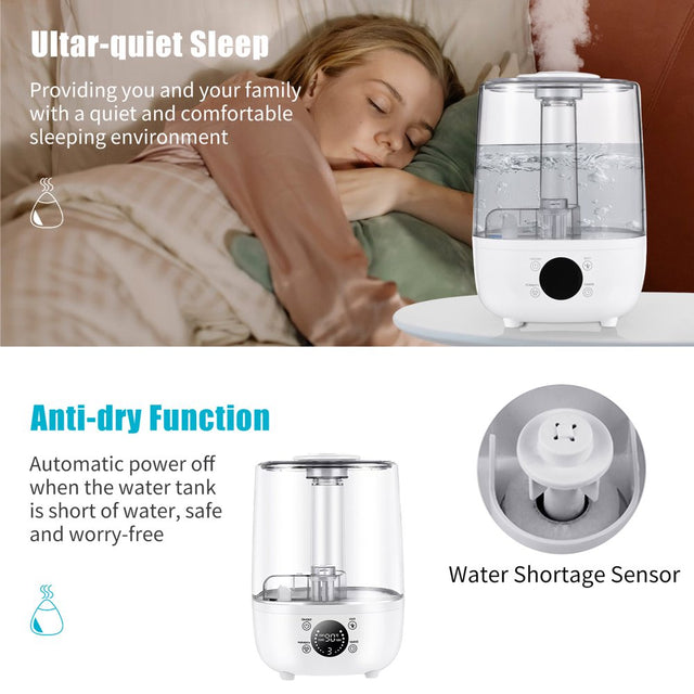 Irishom Humidifier, 4L Humidifier for Room Touch Whole House Humidifiers 3 Mist Modes Auto Standby Mode, with Remote Control / Ultra Quiet Timer