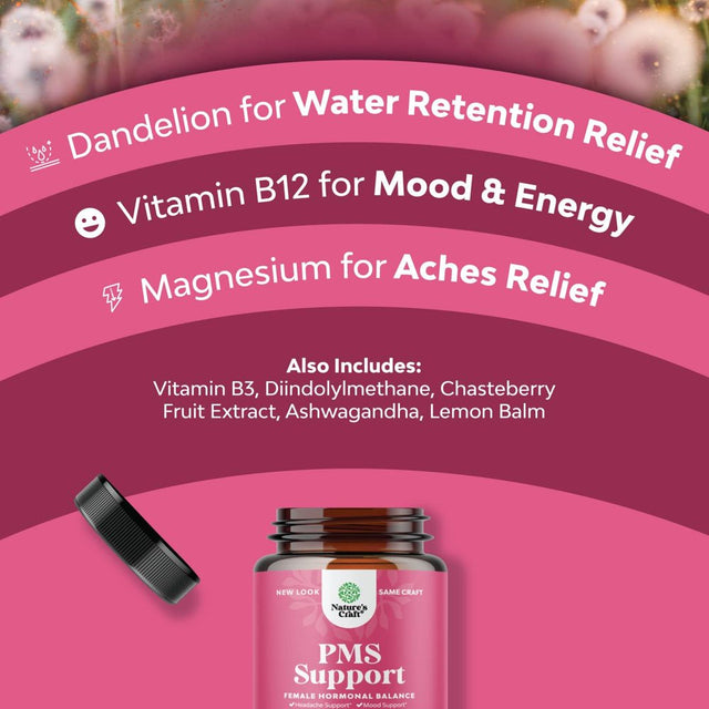 Advanced PMS Support Supplement for Women - Multibenefit PMS Relief Complex for Low Energy Mood Support Period Cramps and Bloating Relief for Women - Menstrual Hormonal Balance for Women (60 Capsules)