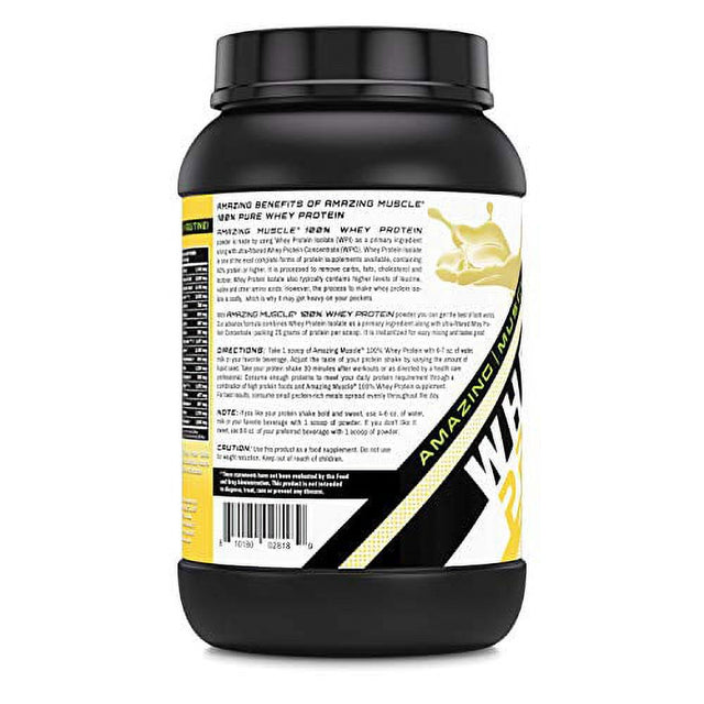 Amazing Muscle 100% Whey Protein Powder *Advanced Formula with Whey Protein Isolate as a Primary Ingredient along with Ultra Filtered Whey Protein Concentrate (Butterscotch, 2 Lb)