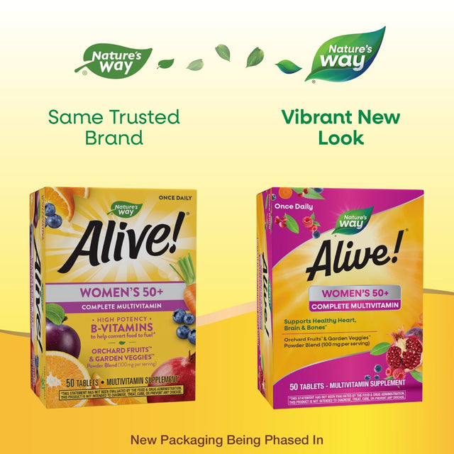 Nature'S Way Alive! Women'S 50+ Complete Daily Multivitamin Tablets, B-Vitamins, 50 Count