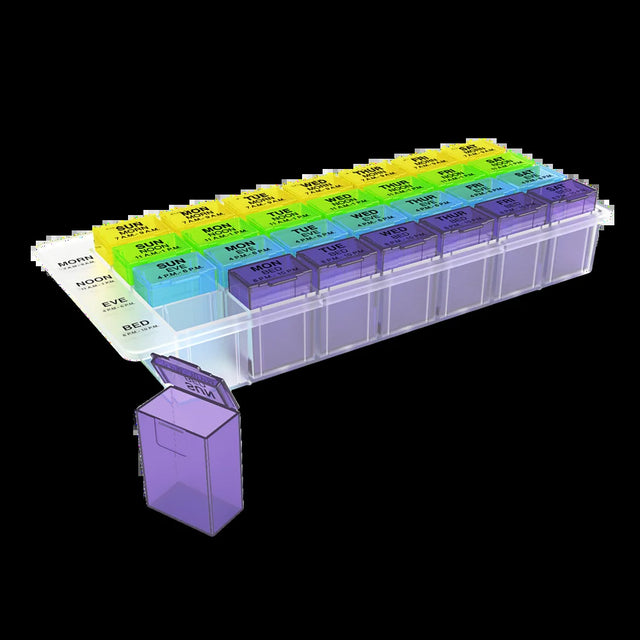 Ezy Dose Daily (7-Day) Pill Organizer, 4 Times a Day, AM/PM, Pop-Out Compartments