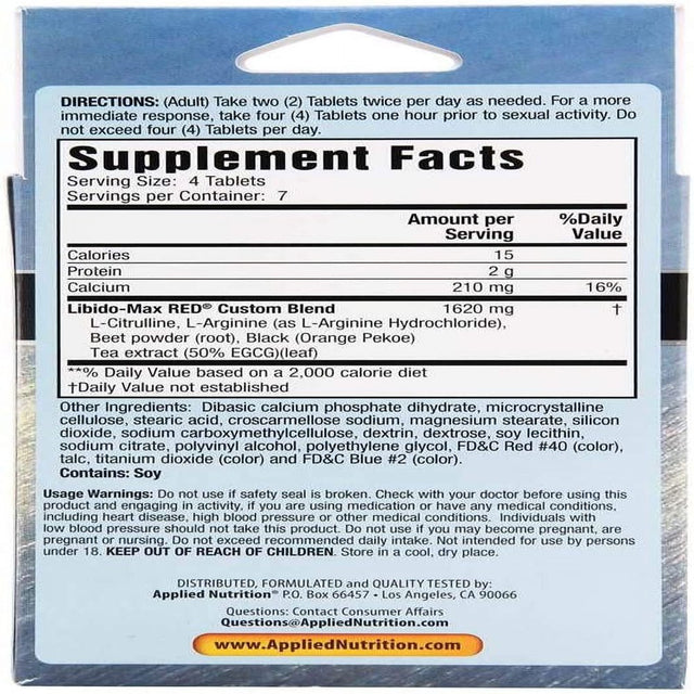 Libido-Max Red Nitic Oxide Performanc Booster Dietary Supplements, 30 Ea (Pack of 6)