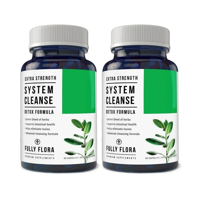 Fully Flora Extra Strength System Cleanse Detox (60 Capsules) 2 Bottles X 60 Capsules