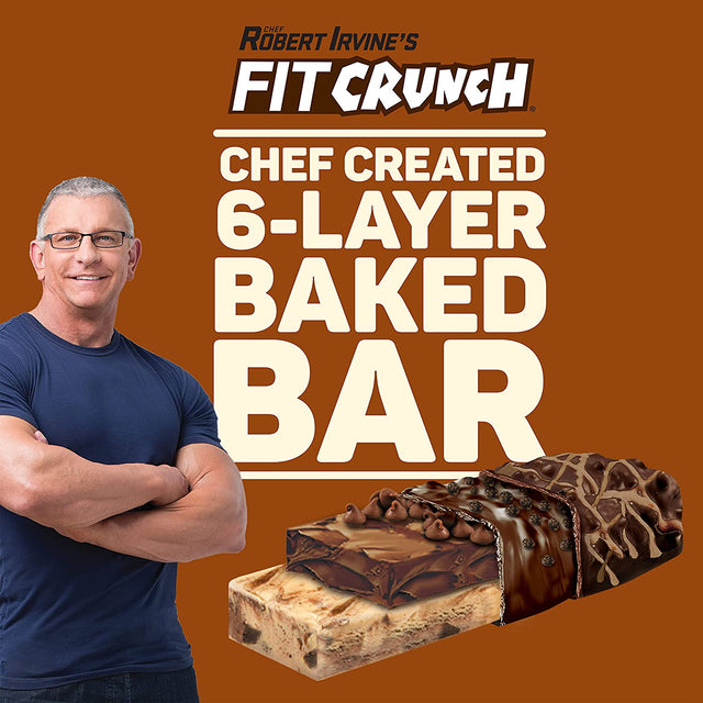FITCRUNCH Snack Size Protein Bars, Designed by Robert Irvine, 6-Layer Baked Bar, 3G of Sugar, Gluten Free & Soft Cake Core (9 Bars, Chocolate Chip Cookie Dough)