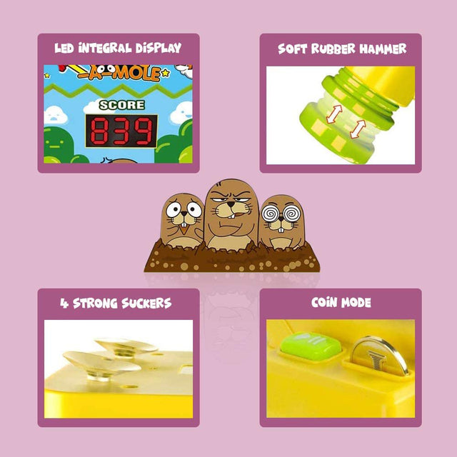 Gara Whack a Mole Game for Toddlers, Electronic Mole Bop Kids Game, Pounding Toy for Kids with 2 Playing Modes, Preschool Learning Toy for 3-Year-Old and up for Boys and Girls