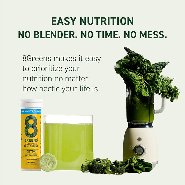8Greens Detox Fizzy Tablets - Packed with 8 Powerful Super Greens, Greens Powder (1 Tube/10 Tablets)