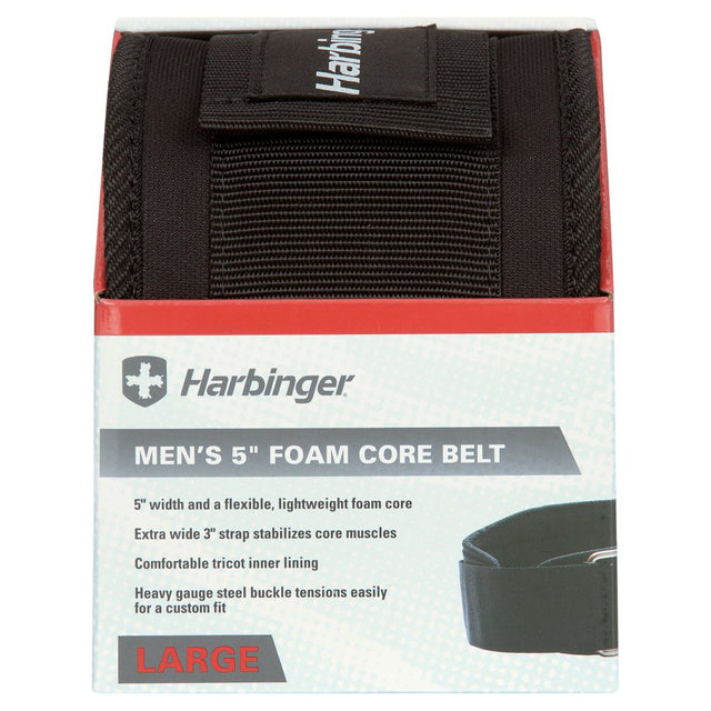 Harbinger Black 5" Foam Core Nylon Weightlifting Belt, Men'S Large
