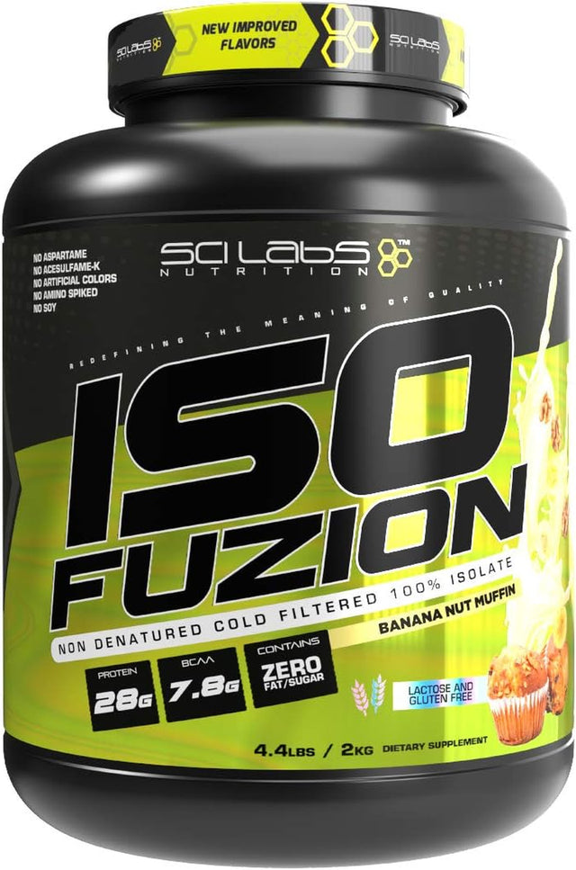 Iso Fuzion 100% Whey Isolate by Scilabs Nutrition | 28G Non Denatured Protein Powder, Banana Nut Muffin Flavor, 4.4Lb