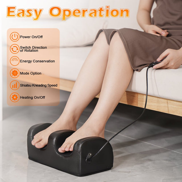 KEKOY Shiatsu Foot Massager with Heat, Chronic Nerve Pain Therapy Spa Gift Kneading & Rolling Massage for Leg Calf Ankle, Hand Remote Control Massager Machine for Circulation and Pain Relief