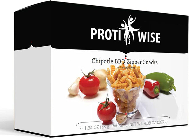 Protiwise - High Protein Diet | Chipotle BBQ Zippers | Low Calorie, Low Fat, Low Sugar (7/Box)