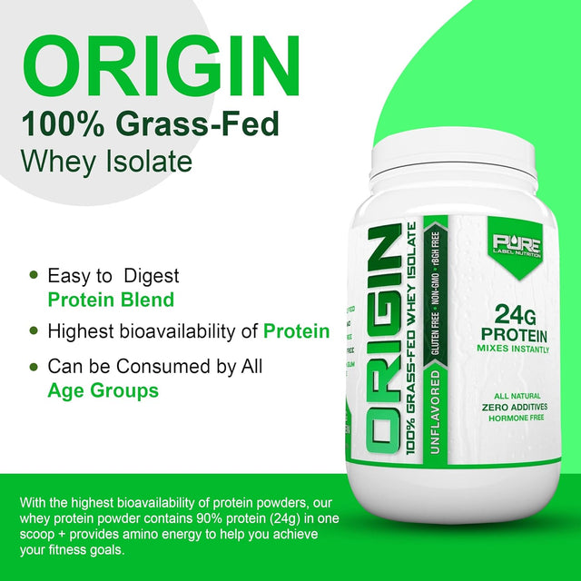 100% Grass Fed Whey Protein Isolate Unflavored-Low Carb-2Lb