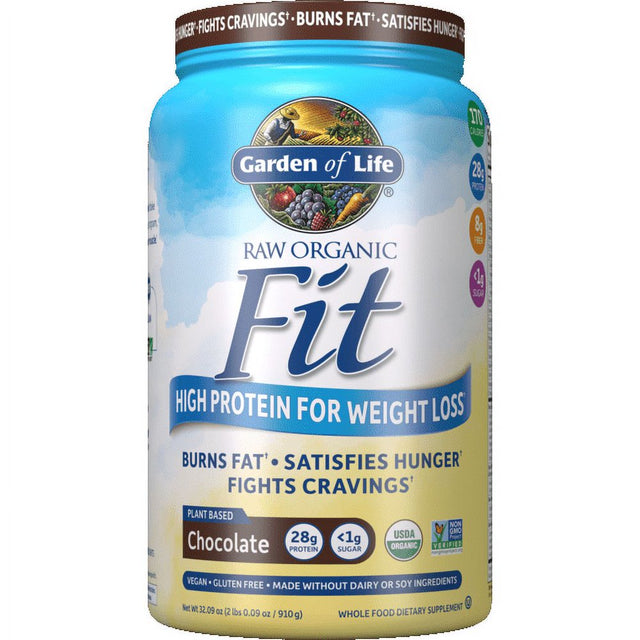 Garden of Life Raw Organic Fit Protein Powder, Chocolate, 28G Protein, 2.0Lb, 32.1Oz