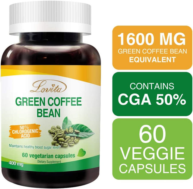 High-Potency Green Coffee Bean Extract: 1600Mg Equivalent, 50% Chlorogenic Acid for Natural Antioxidant & Size-Reduction Support - Vegan-Friendly, 60 Veggie Capsules