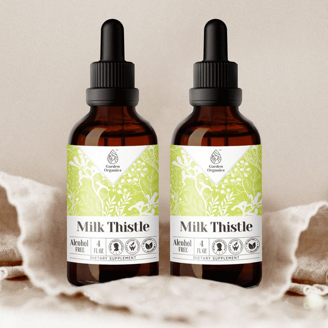 Garden Organics Milk Thistle Tincture Alcohol-Free Extract, Organic Milk Thistle (Silybum Marianum) Dried Seed 2X4 Oz