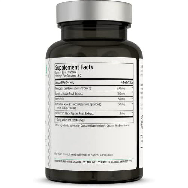 LES Labs Sinus & Seasonal ? Sinus Relief, Nasal Health, Balanced Histamine Response, Clear Lungs & Respiratory Health ? Butterbur, Quercetin, Nettle Root & Bromelain ? 60 Capsules