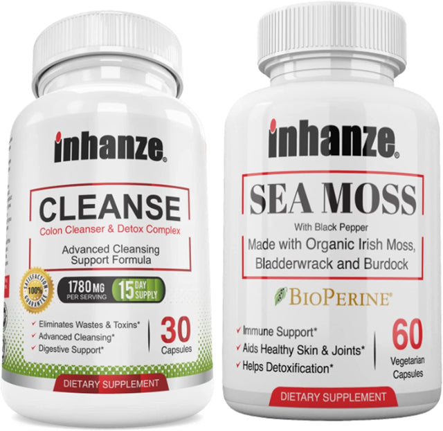 2 Pack Sea Moss & Cleanse, Organic Irish Moss, Burdock, Bladderwrack, Cleanser Detoxifier, Essential Minerals.