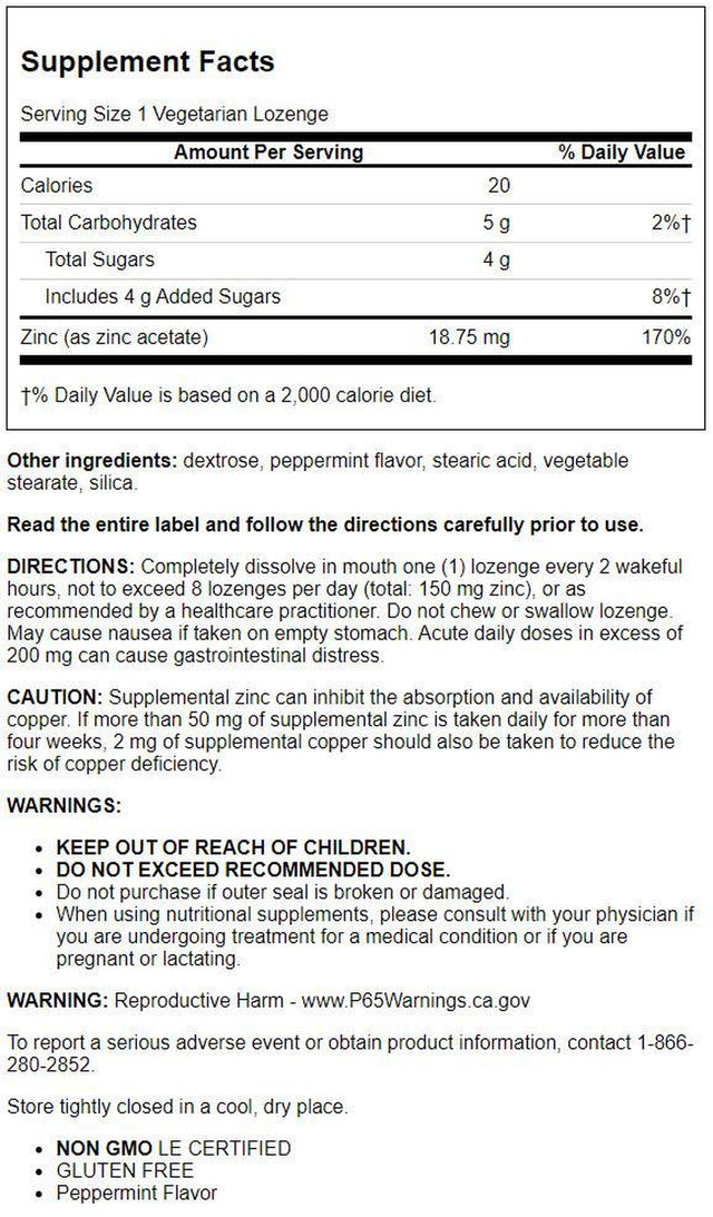 Life Extension - Enhanced Zinc Lozenges - 30 Vegetarian Lozenges