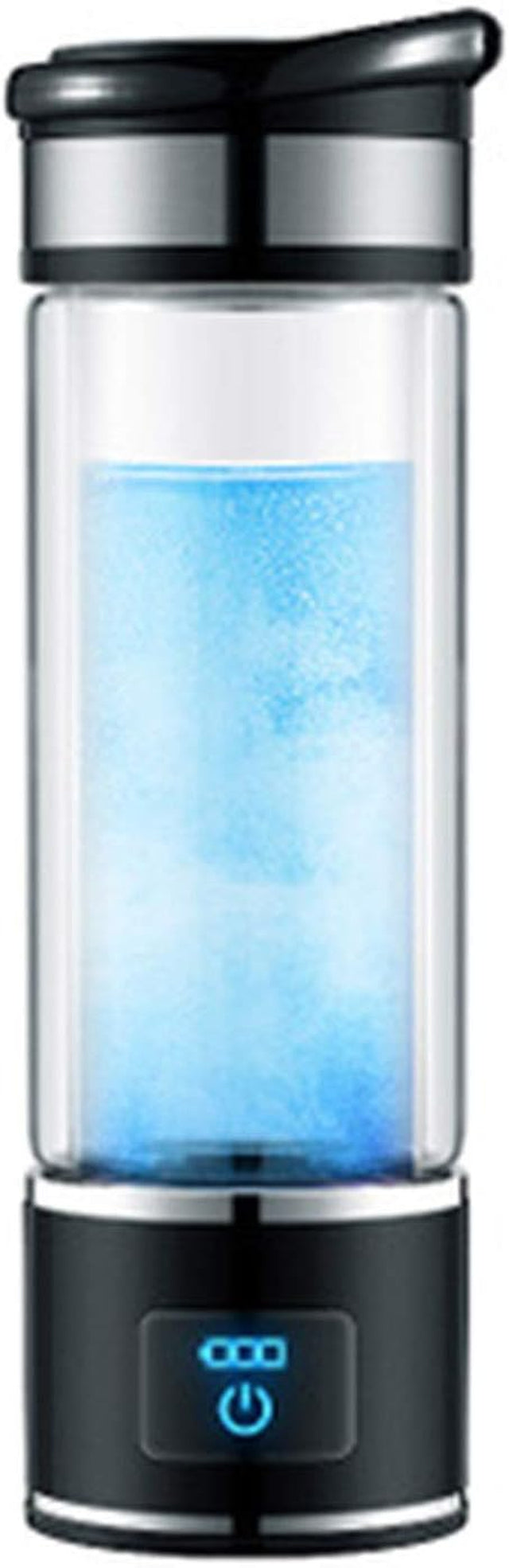 Portable 3 Minute Hydrogen-Rich Water Bottle Rechargeable High Concentration Hydrogen Generator Glass Bottle Anti-Aging Anti-Oxidation Alkaline Water Generator, 350Ml