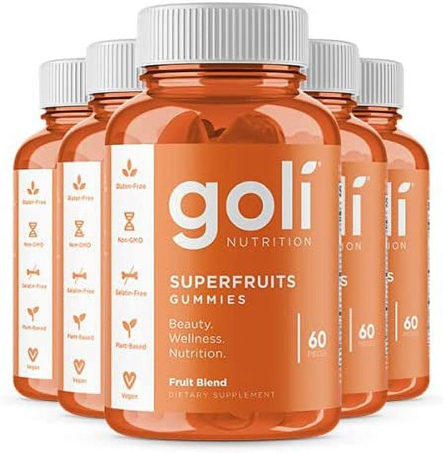 Goli Nutrition Superfruits Gummy, 60 Count, Fruit Blend Flavor (5-Pack)
