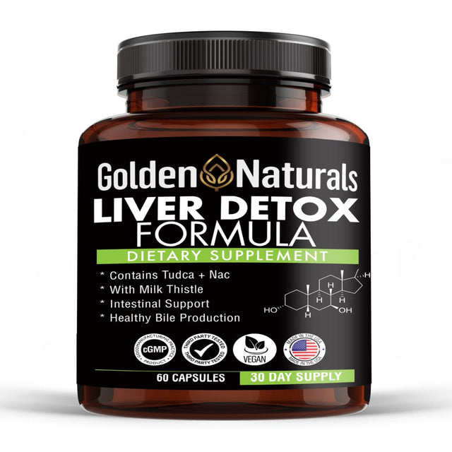 Golden Naturals Liver Detox Formula with TUDCA and NAC for Intestinal Support and Healthy Bile Production
