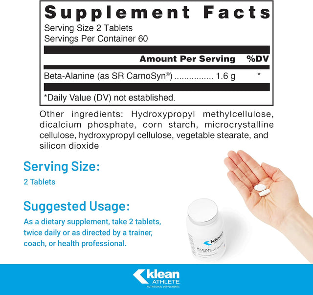 Klean ATHLETE Klean SR Beta-Alanine (Sustained Release) | Delays Fatigue, Supports Muscle Endurance | 120 Tablets
