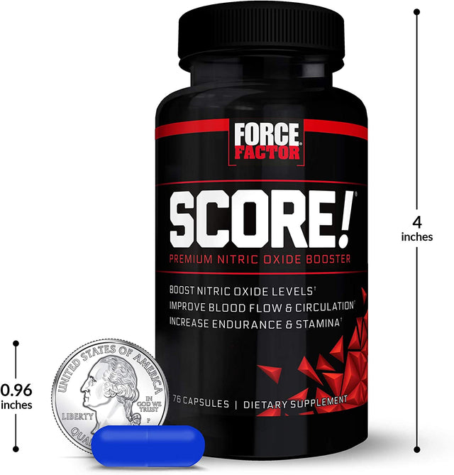 Force Factor Score!, Nitric Oxide Supplement for Men, Nitric Oxide Booster with L-Citrulline and Tribulus Terrestris to Improve Blood Flow and Enhance Performance, 76 Count (Pack of 3)