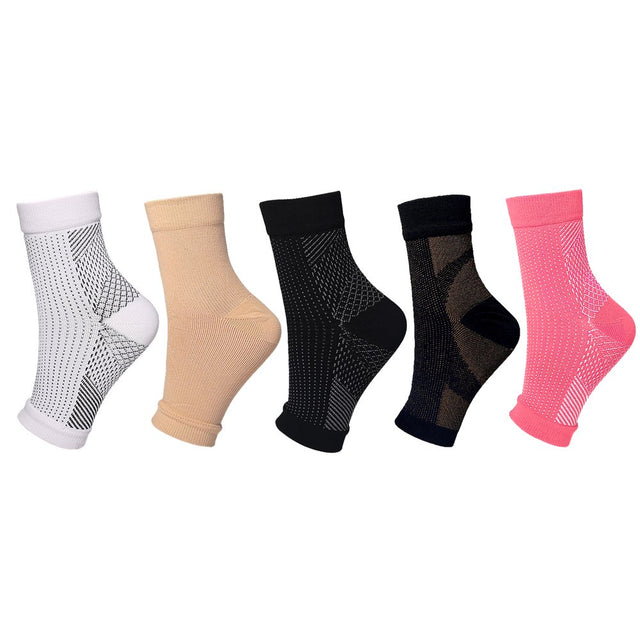 5Pairs Neuropathy Socks Peripheral Neuritis Compression Toeless Foot Sleeves -Ankle Gout,Plantar Fasciitis Relief Brace (S/M,Mixcolor)