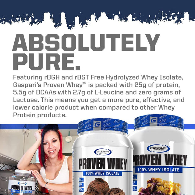Gaspari Nutrition Proven Whey, 100% Hydrolyzed Whey Isolate, High Protein, Lactose Free, Low Carbohydrate and Low Sugar (Vanilla Ice Cream, 2 Pound (Pack of 1))