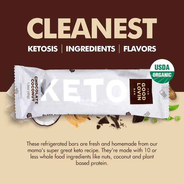 Keto Snack Bars | Low Carb Vegan Protein Bars | Healthy, Low Sugar Plant Based Snacks | Gluten Free Paleo Bars | Keto Friendly Food by the Good Lovin Bar - 4 Count (Chocolate Coconut)