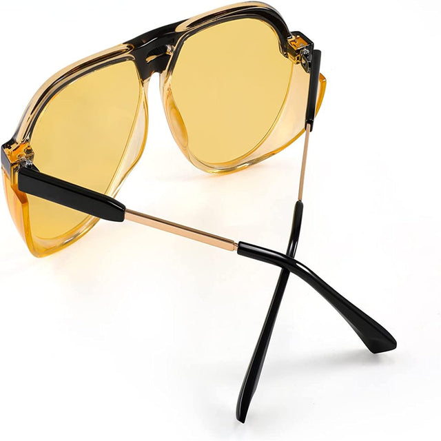 FEISEDY Women Men Vintage Aviator Sunglasses Side Shield Large Sqaure Frame Punk Style UV400 Protection B2237