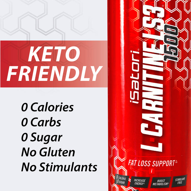 Isatori L-Carnitine LS3 Concentrated Liquid Metabolic Enhancer and Energy Booster - Health and Fitness - Keto Friendly - Stimulant Free - Pink Lemonade 1500Mg (32 Servings)