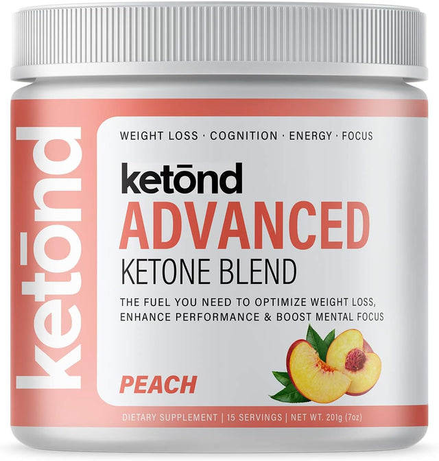 Ketond Exogenous Ketones Advanced Blend Drink Ketones for Rapid Weight Loss - Best Fuel for Energy, Mental Performance and Weight Loss - Summer Peach (15 Servings)
