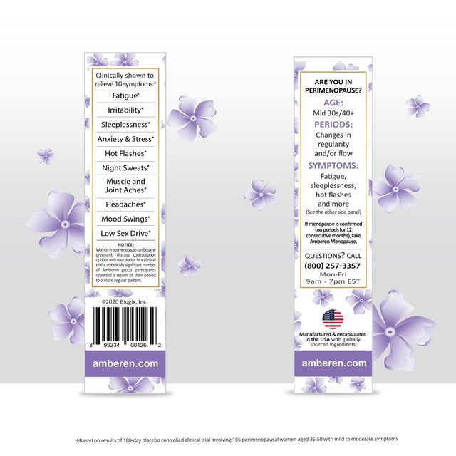 Amberen Multi-Symptom Perimenopause Relief Supplements for Women, Hot Flash & Night Sweats Relief - 60Ct