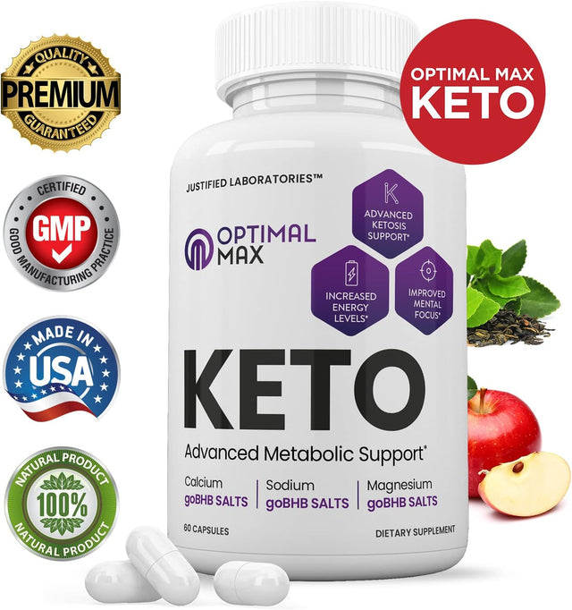 (5 Pack) Optimal Max Keto Pills Includes Apple Cider Vinegar Patented Gobhb® Exogenous Ketones Advanced Ketogenic Supplement Ketosis Support for Men Women 300 Capsules
