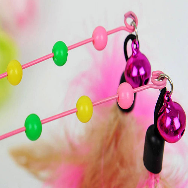 Black and Friday Deals Blueek Kitten Cat Teaser Interactive Toy Rod with Bell and Feather