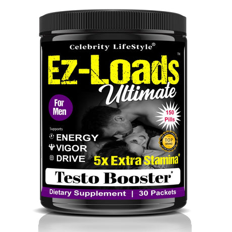 Ez-Loads Ultimate Testosterone Booster Vitamin Supplement for Men, Male Enhancing Libido Booster Vitamins 150 Count