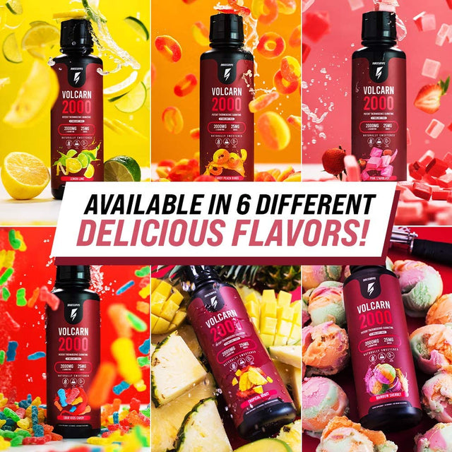 Innosupps Volcarn 2000 - Advanced Fat Burning Liquid | L-Carnitine,Gbeec, Boost Energy, ATP Enhancer | Caffeine Free, No Artificial Sweeteners | 32 Servings (Pink Starblast)