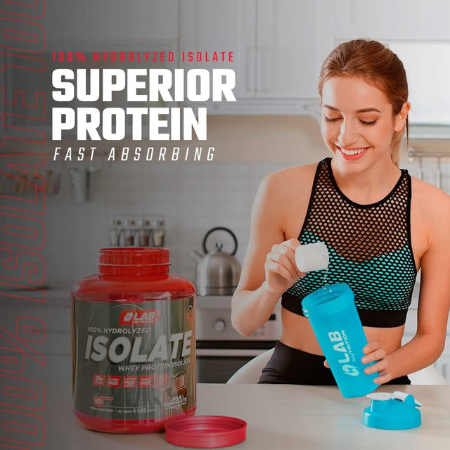 Lab Nutrition - Whey Protein Isolate 100% Hydrolyzed, 100% Whey Protein Powder, Lean Muscle Building Powder Presentation, Gluten and Sugar Free, 29 Servings, 2 Lbs - Vainilla Flavored