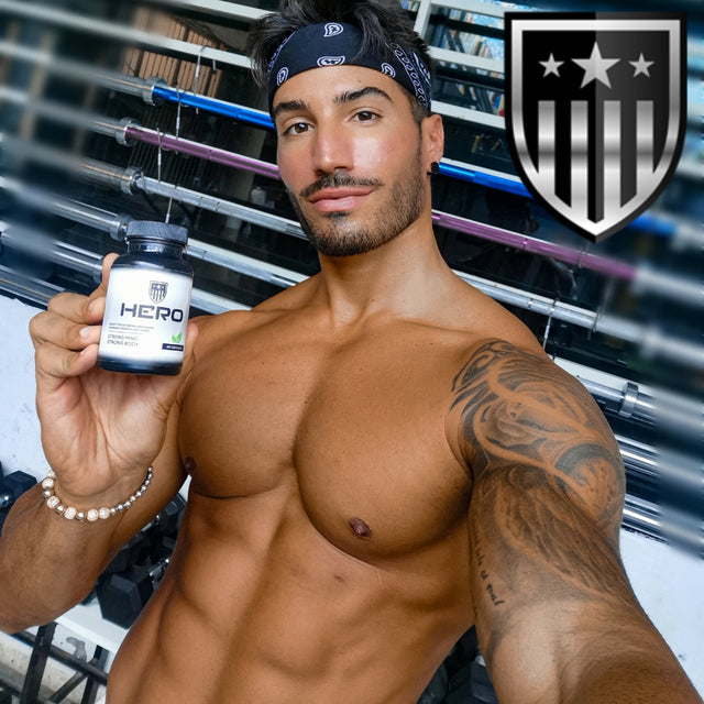 Hero Testosterone Booster for Men | Male Testosterone Enhancement with Horny Goat - Energy & Stamina - Natural Muscle Growth Supplements (60 Capsules)