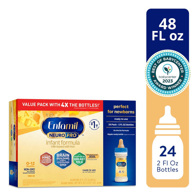 Enfamil Neuropro Baby Formula, Milk-Based Infant Nutrition, MFGM* 5-Year Benefit, Expert-Recommended Brain-Building Omega-3 DHA, Exclusive Humo6 Immune Blend, Non-Gmo, 2 Fl Oz, 24 Count