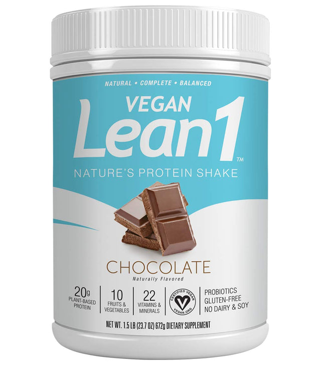 Lean1 Vegan Chocolate, a Vegan Certified Nature'S Protein Shake and Meal Replacement, 1.5 LB
