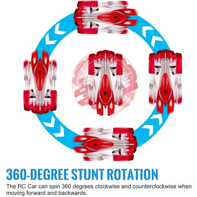 Gaia Remote Control Wall Climbing Racer Car Toy for Kids, Rechargeable Mode 360° Rotating Stunt Racing Vehicle, Electric Stunt Car Toy | Red